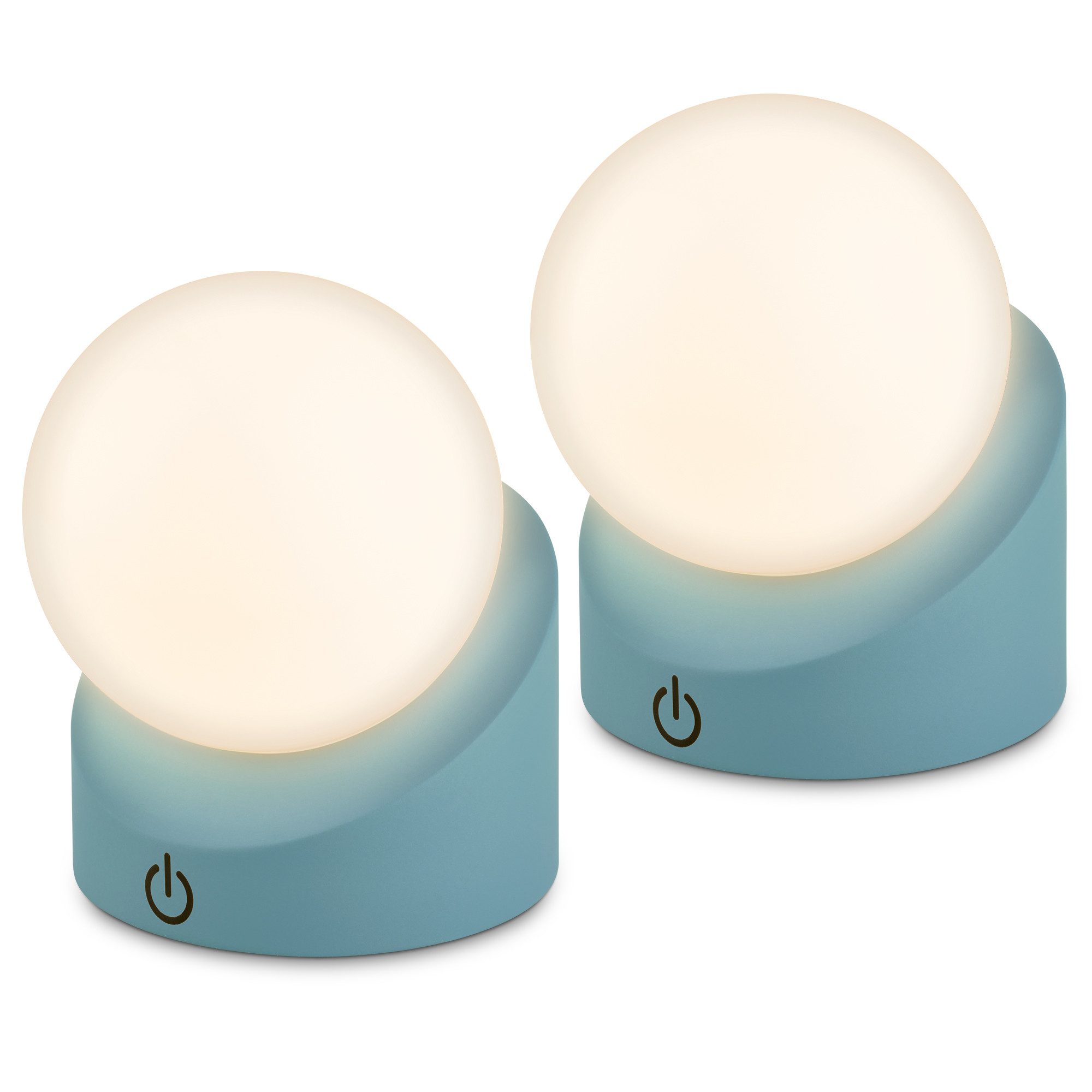 Briloner Leuchten LED Außen-Tischleuchte SORA, Dimmfunktion, LED fest integriert, Warmweiß, kabellos 10x8x9cm Taubenblau 2W Kinderzimmer Outdoor Außen 2er-Set