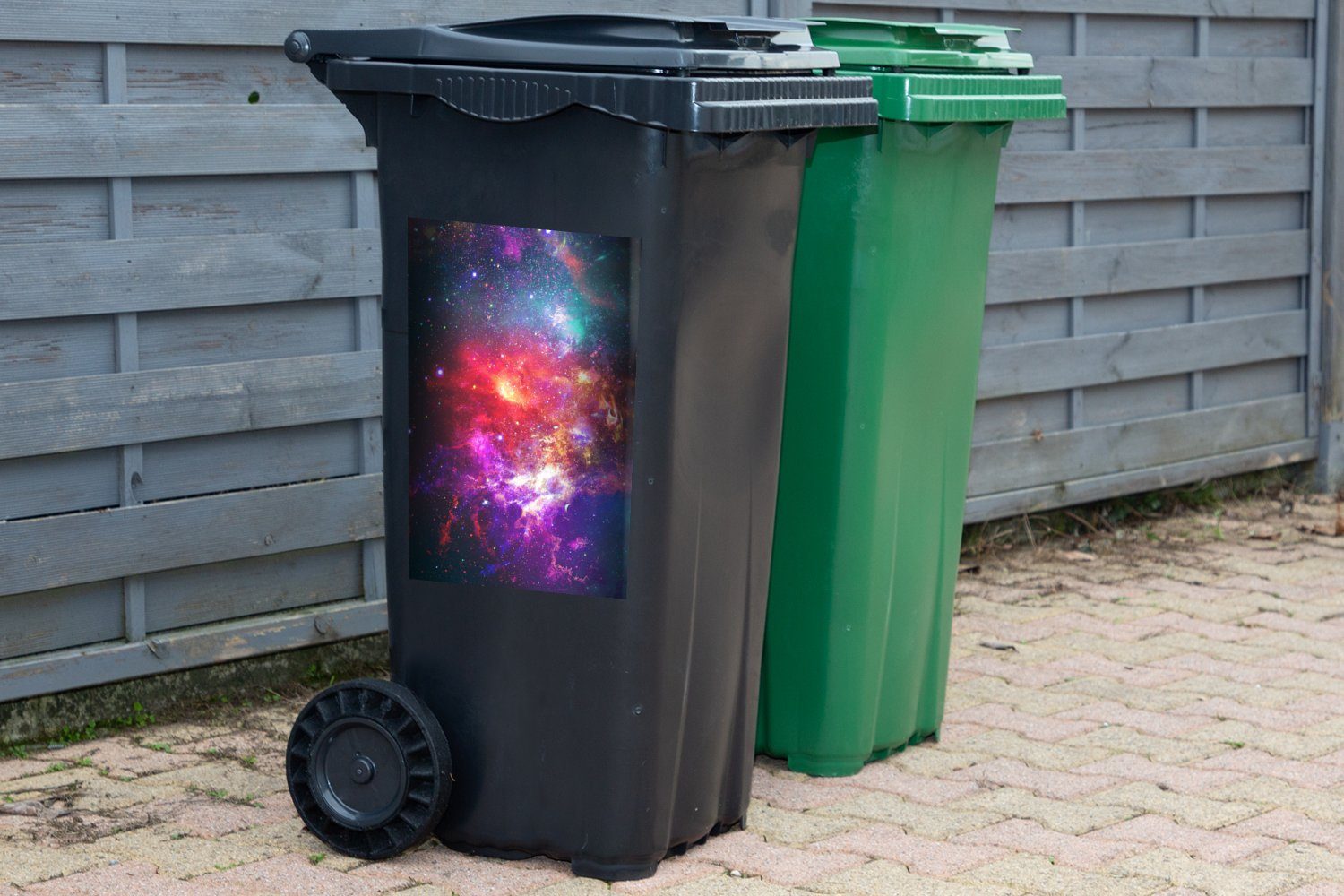 MuchoWow Wandsticker Sterne Farben Abfalbehälter Sticker, Mülleimer-aufkleber, Container, (1 - Weltraum - St), Mülltonne