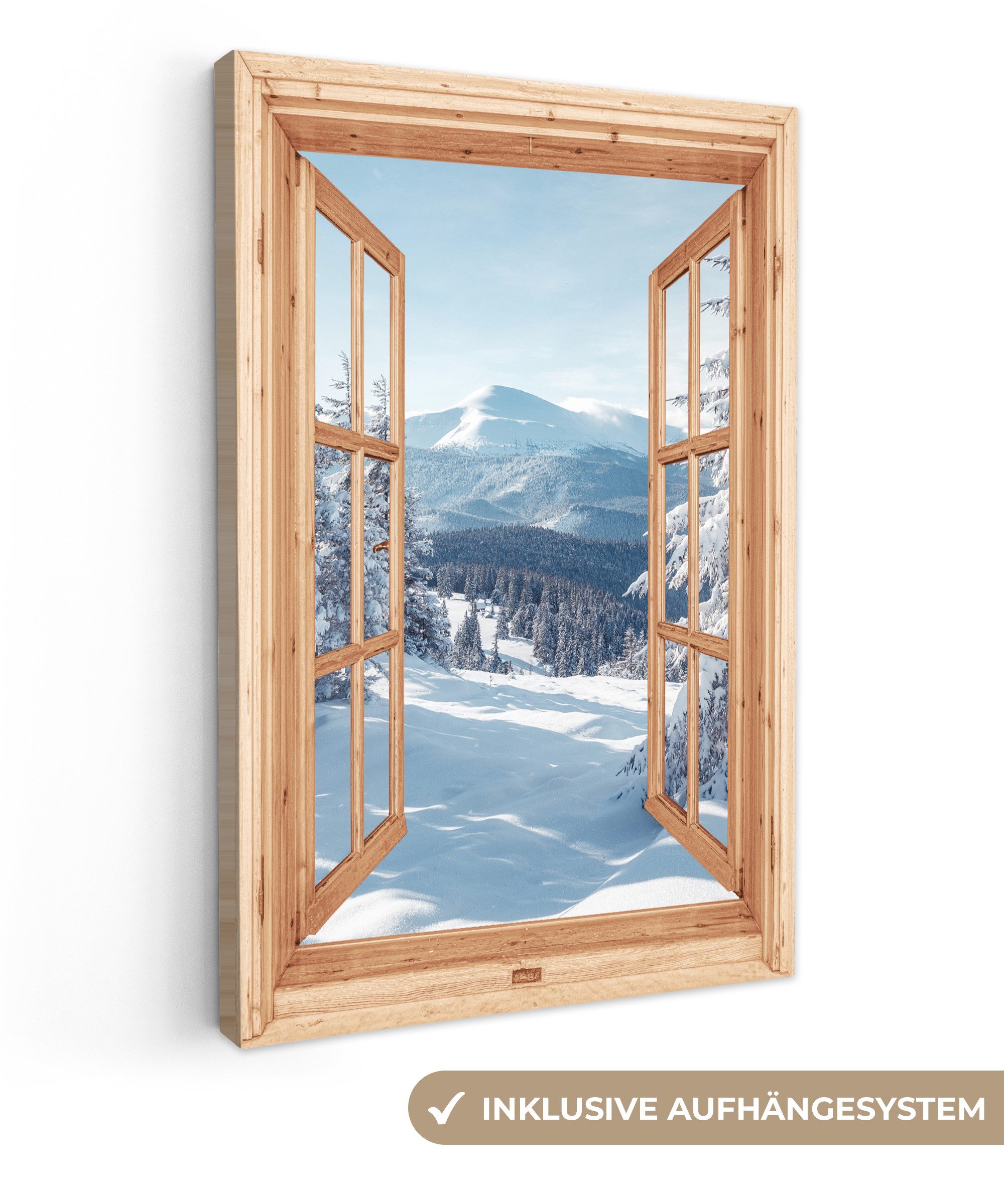 OneMillionCanvasses® Leinwandbild Durchblick - Winterlandschaft - günstig online kaufen