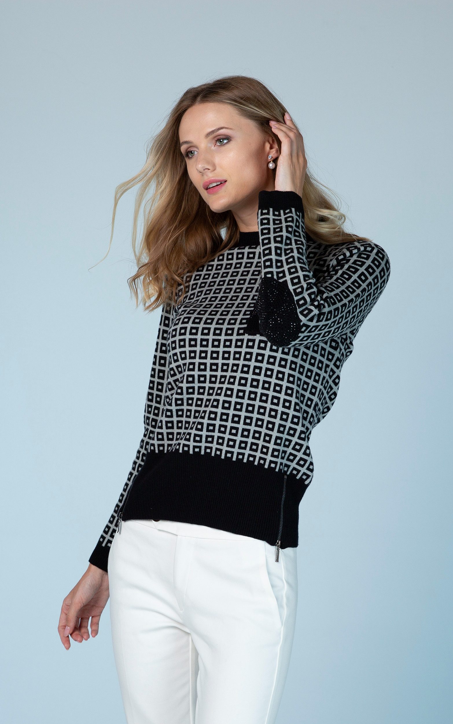 Passioni Strickpullover mit geometrischem Druck günstig online kaufen