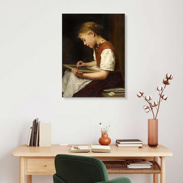 Posterlounge Alu-Dibond-Druck Albert Anker, Schulmädchen bei den Hausaufgaben, Malerei