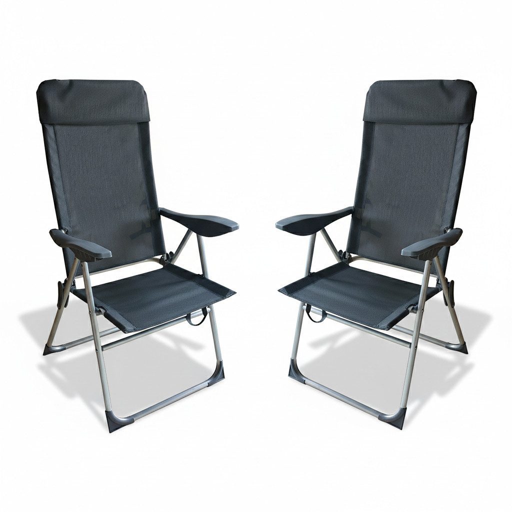 BruKa Campingstuhl 2 x Gartenstuhl MIAMI Hochlehner Klappstuhl Anglerstuhl Stuhl (2 St)