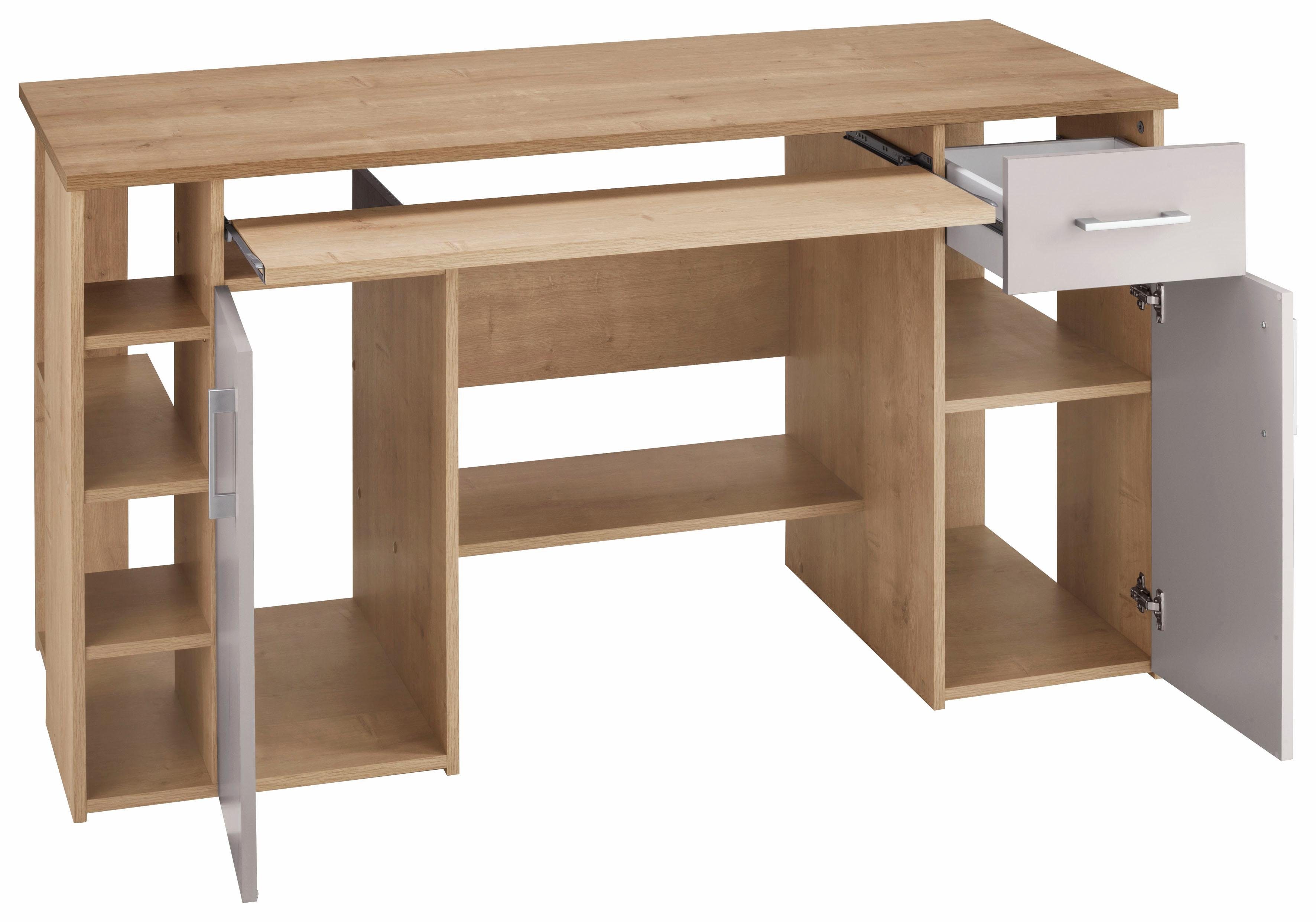 VOGL Möbelfabrik Schreibtisch Tim mit seitlich offenen Fächern & Tastaturauszug, Druckerablage, 1 Schublade, Breite 138 cm, Made in Germany – Bild 3 von 5