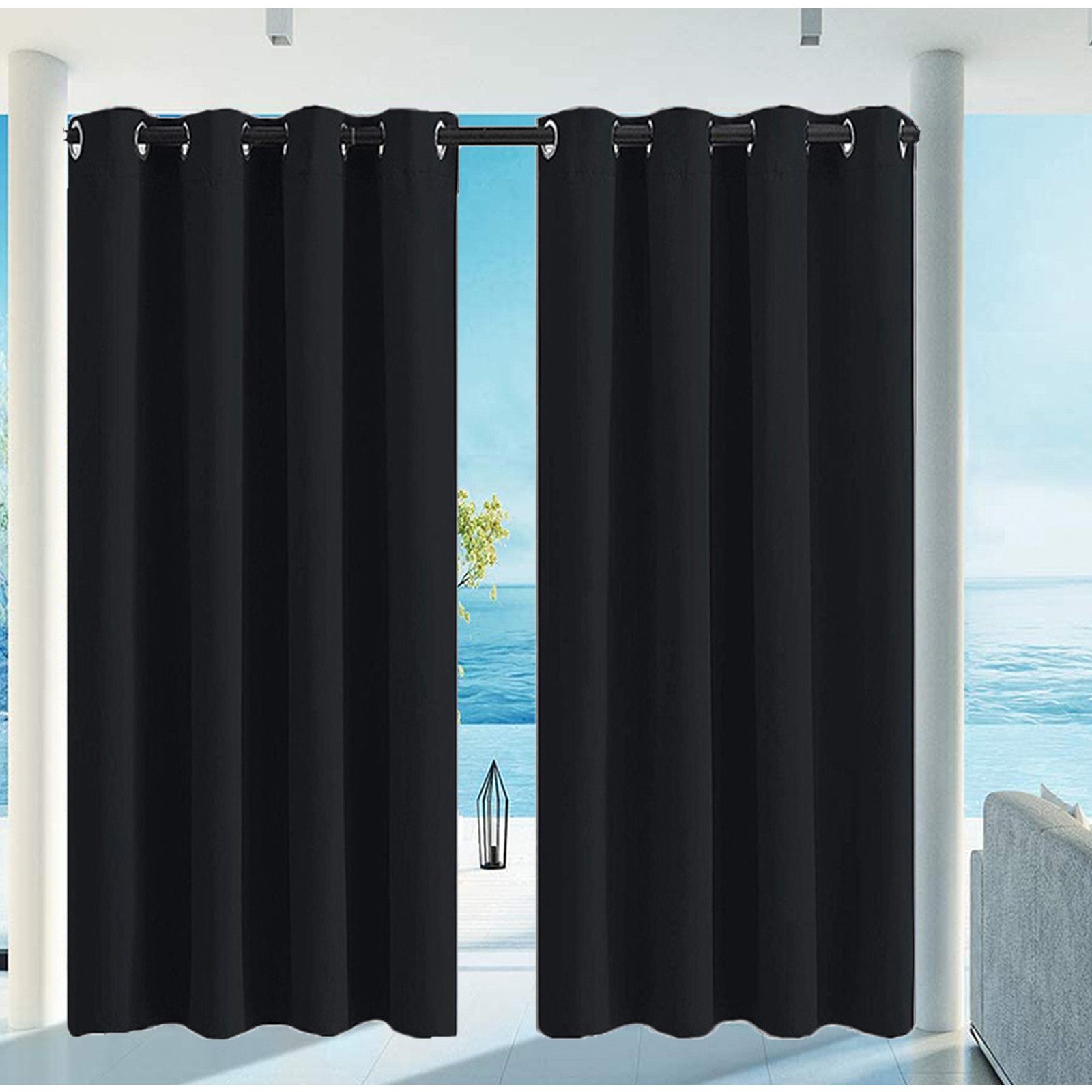 Qelus Outdoorvorhang Wasserdicht Gardinen mit ösen, Outdoor Blickdicht Vorhang (1 St), für Pavillon Garten Balkon Terrasse