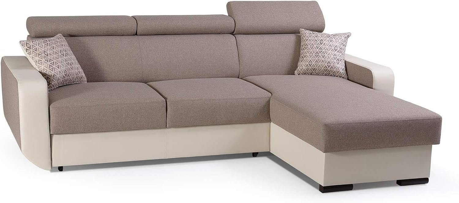 MOEBLO Ecksofa Pedro, Eckcouch Sofa Couch Wohnlandschaft L-Form Polsterecke - 236x165x97 cm, mit Schlaffunktion, mit Bettkasten Braun (INARI 23 + MADRYT 912)