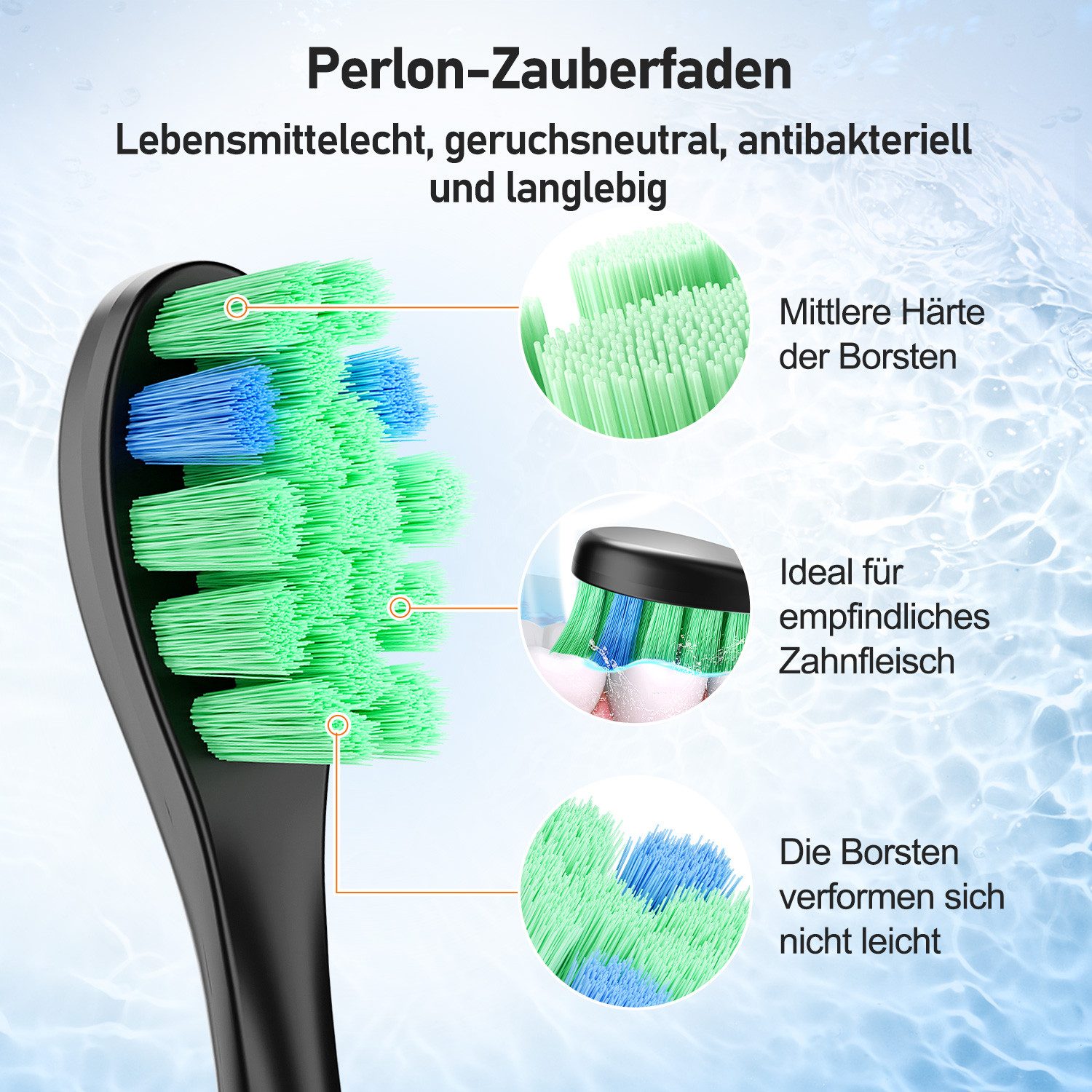 MCURO Aufsteckbürsten Ersatzbürsten Kompatibel mit D36 Elektrischen Zahnbürste, PEDEX-Bürstenkopf, Zahnbürstenköpfe Schwarz, Arbeitet mit Precision Clean, 3D Whitening, Sensitive Clean, U-förmige Borsten, Standardgröße,Ersatzbürsten für Schallzahnbürste