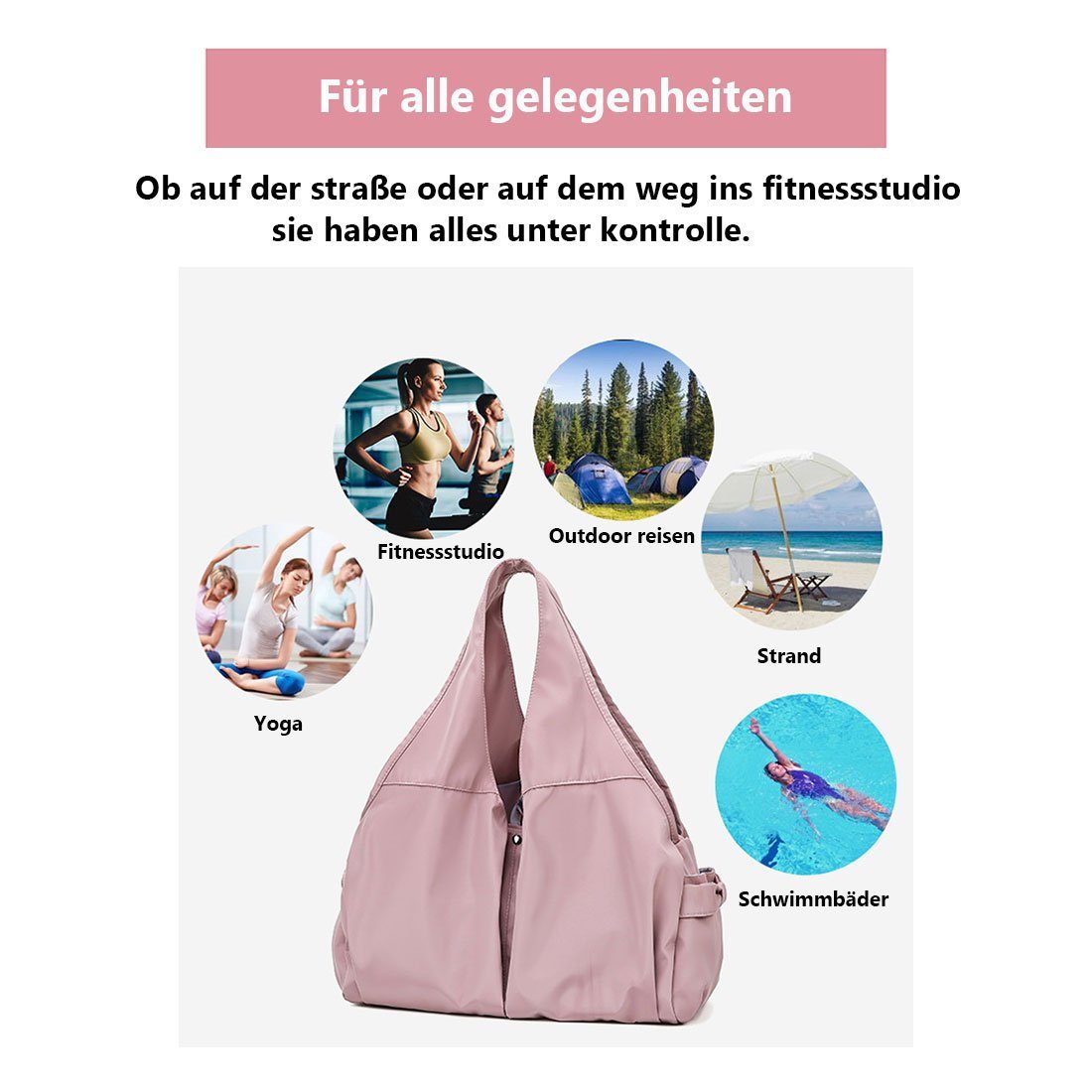 Sporttasche mit Yoga,Reisetasche Schwarz Sporttasche DÖRÖY für Damenhandtasche Kapazität, großer