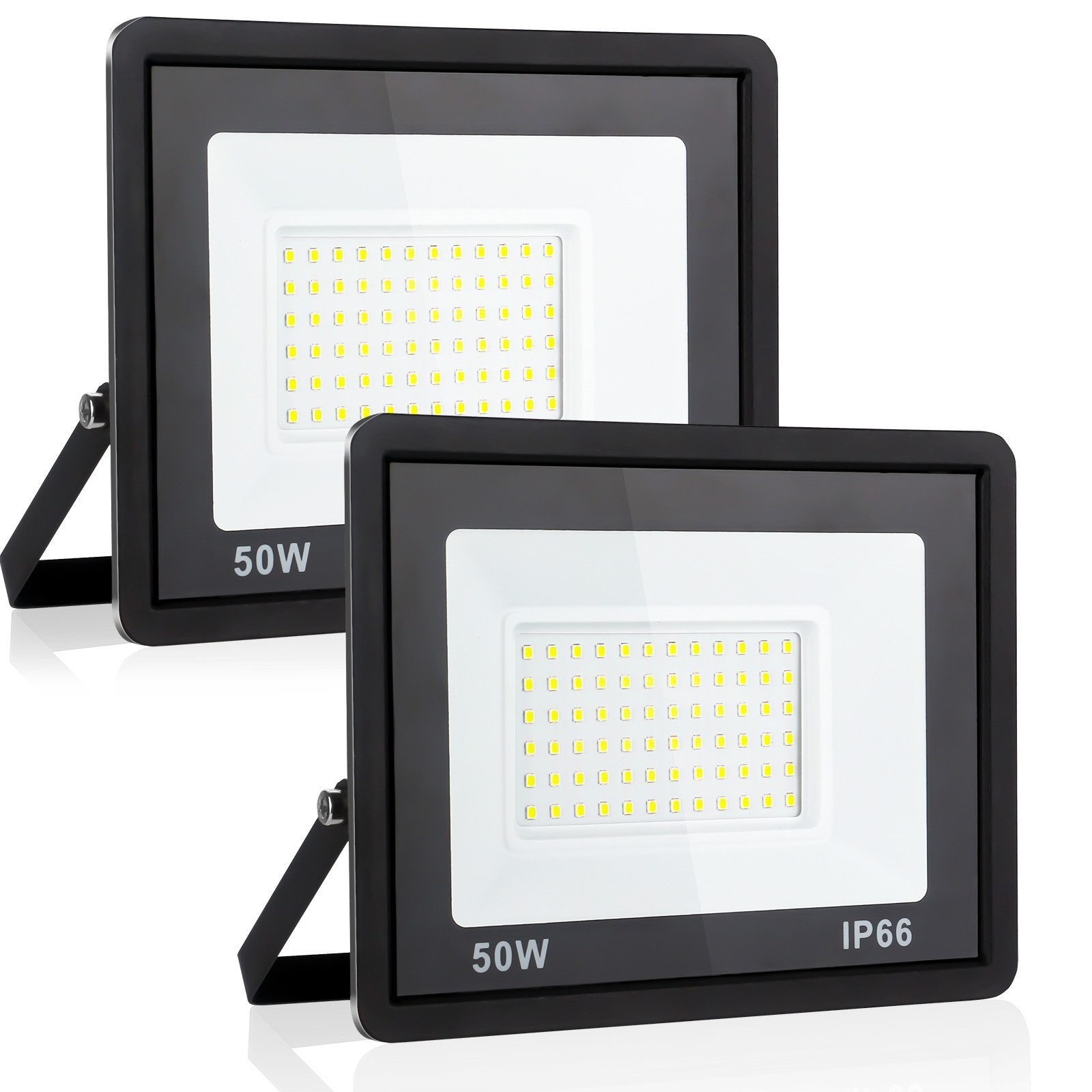 Ophy Flutlichtstrahler 2er-Set LED-Außenstrahler – 6000 K (Kaltlicht), IP66 wasserdicht, für Werkstatt, Garage, Garten & Außenbereich