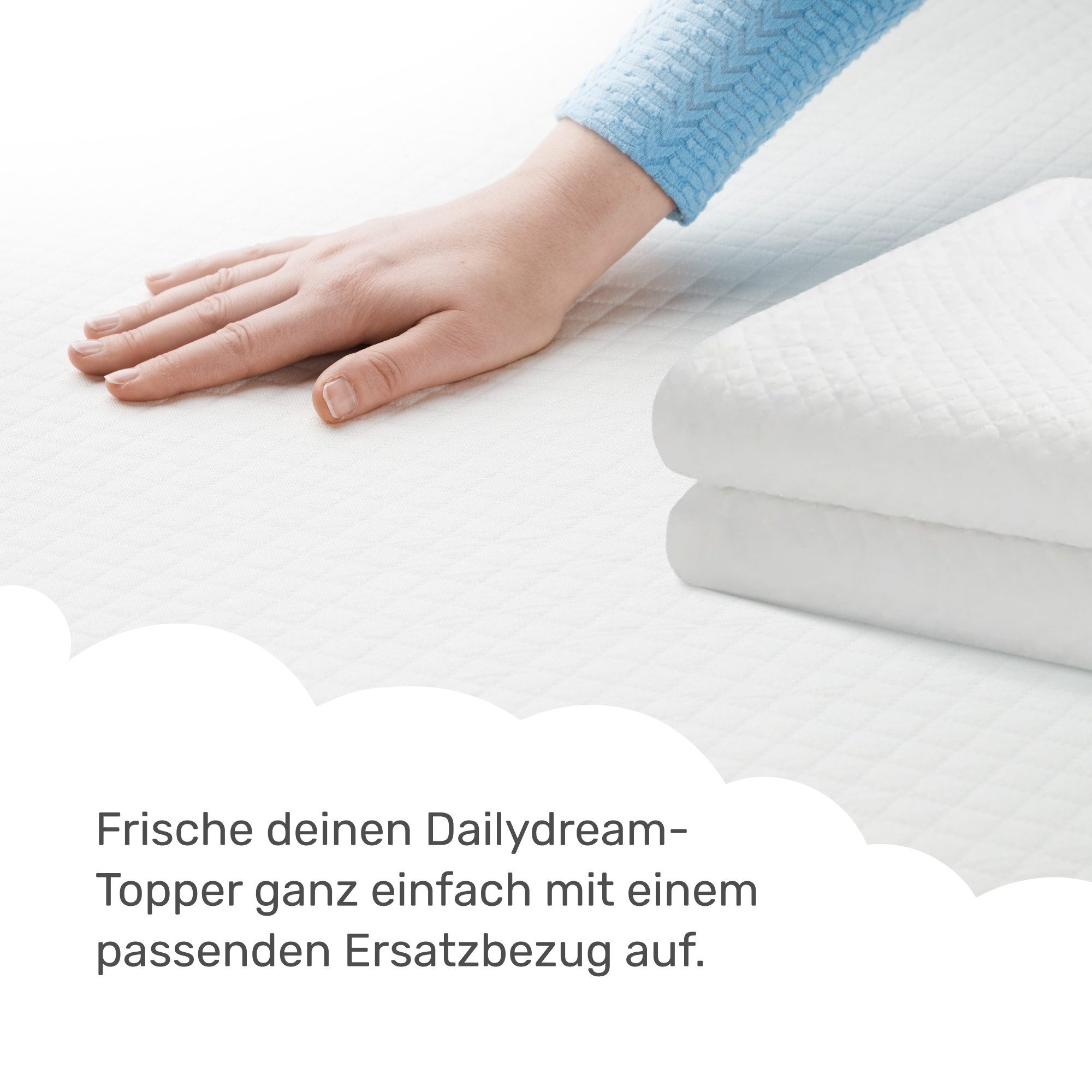 Dailydream, Topper Ersatzbezug Matratzentopper Pure, 3-seitiger Reisverschluss, allergiker geeignet, waschbar