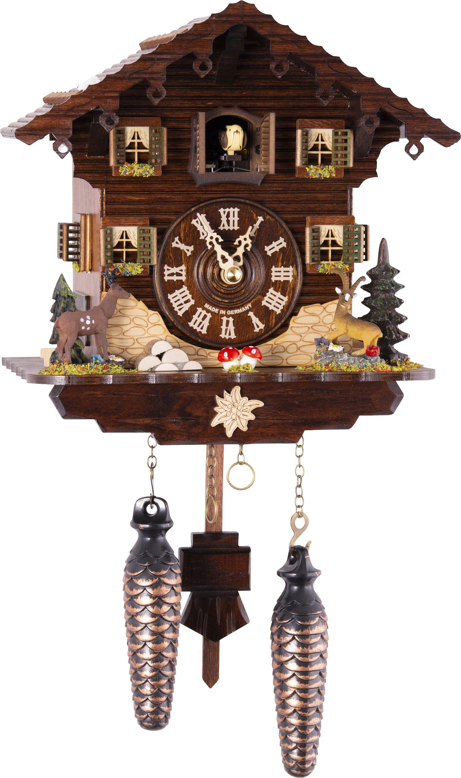 Wanduhr Kuckucksuhr Chalet-Stil Quarz-Uhrwerk 23cm von Trenkle Uhren
