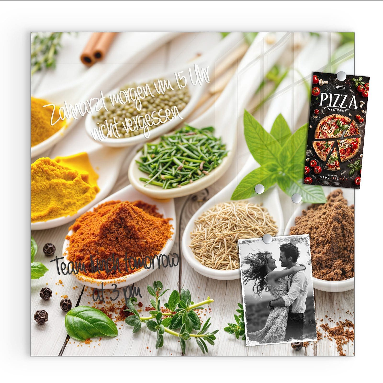 Primedeco Magnettafel Glas Gewürzvielfalt Pinnwand Whiteboard beschreibbar, günstig online kaufen