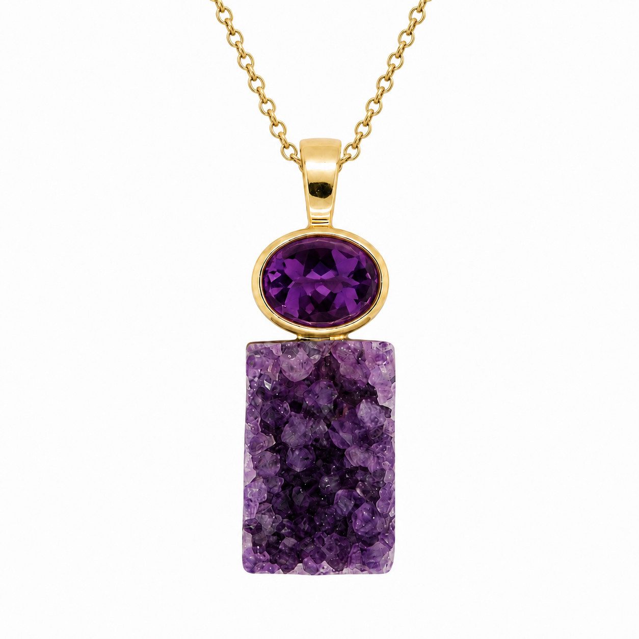 Sogni d'oro Kettenanhänger mit Amethyst Komposition, Silber 925 vergoldet, Clipanhänger