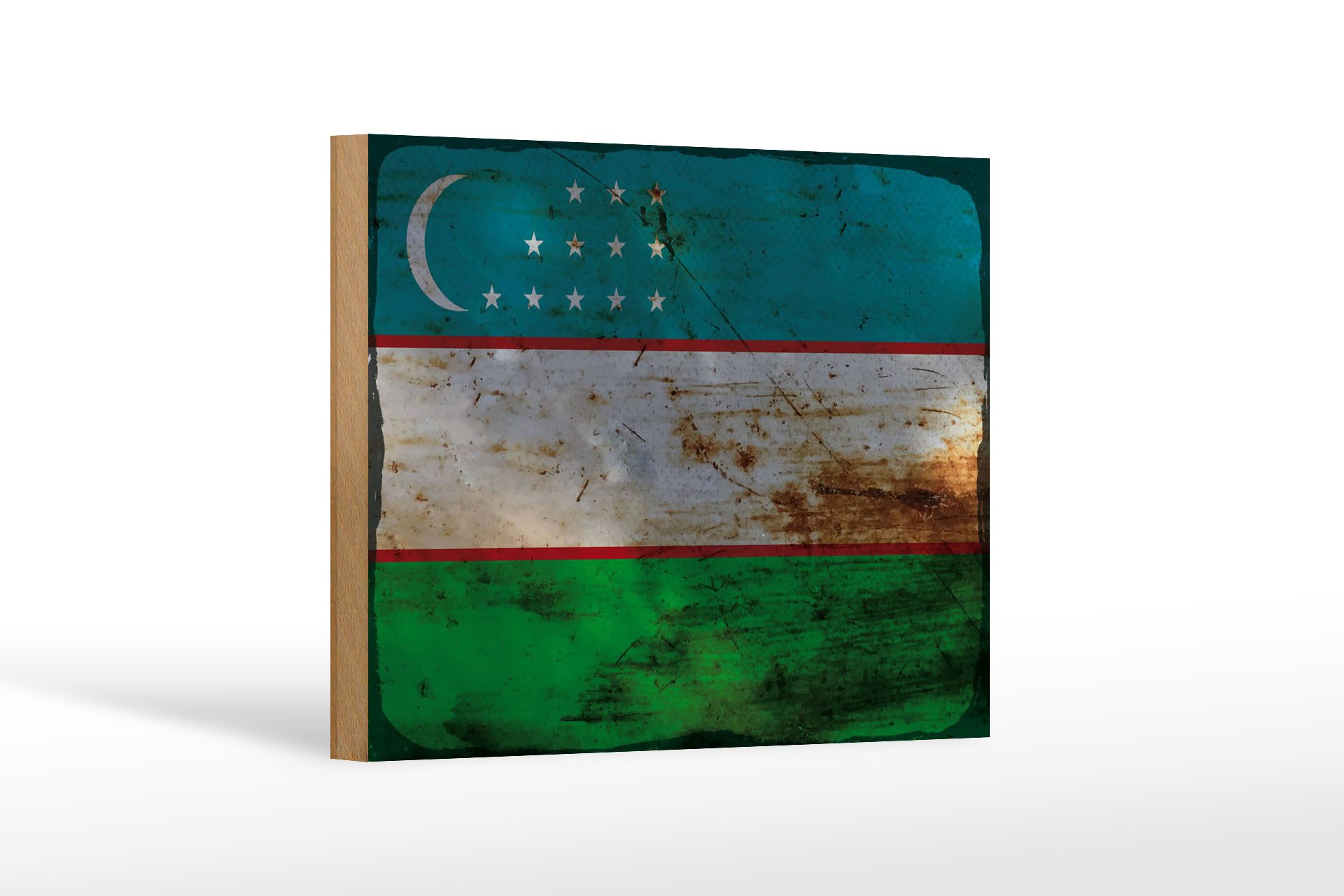 Femer GmbH Holzbild Flagge Usbekistan 18x12 cm Uzbekistan Rost, Flaggen (1 St), Glatte Holzfaserplatte (MDF), vorn beschichtet