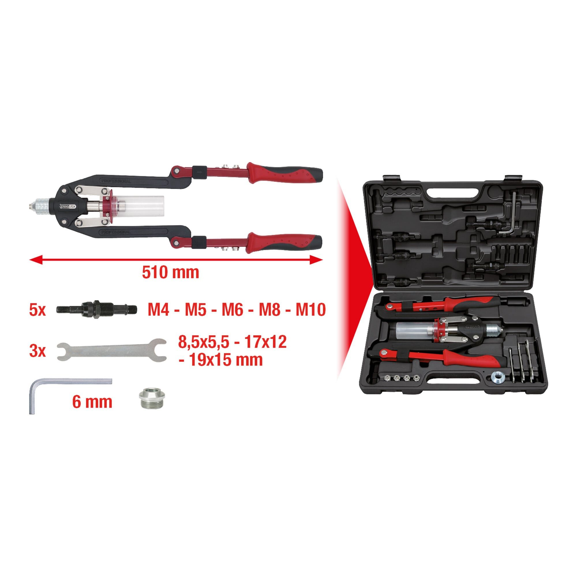 KS Tools Karosseriescheibe KS Tools Universal-Nietzangen-Satz, 11-teilig