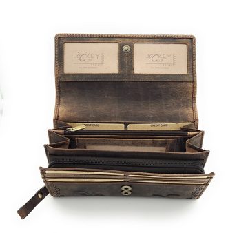 JOCKEY CLUB Geldbörse Kolibri vintage dunkelbraun, echtes Leder mit RFID Schutz