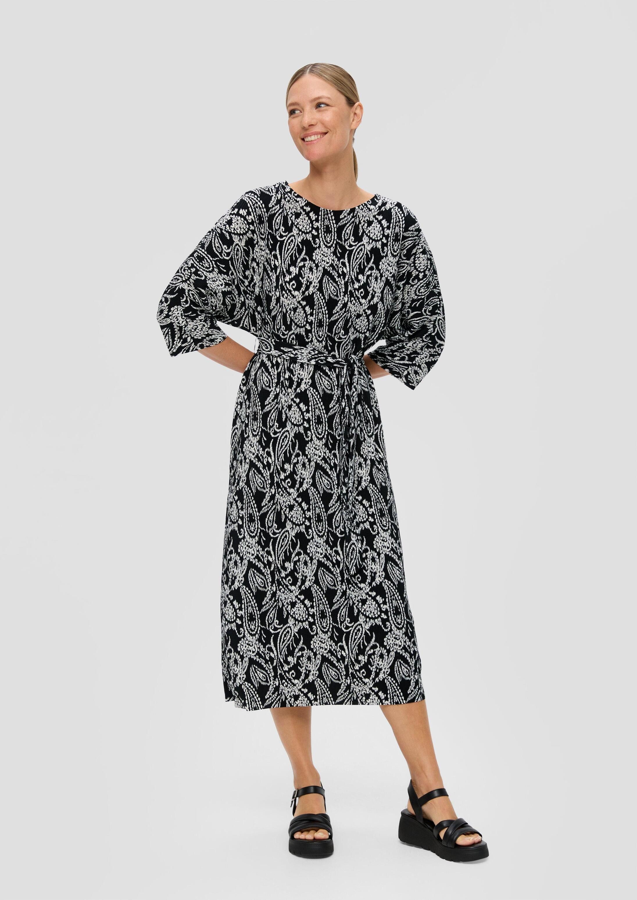 s.Oliver Midikleid Kleid Midi-Kleid mit Plisseefalten – Bild 5 von 5