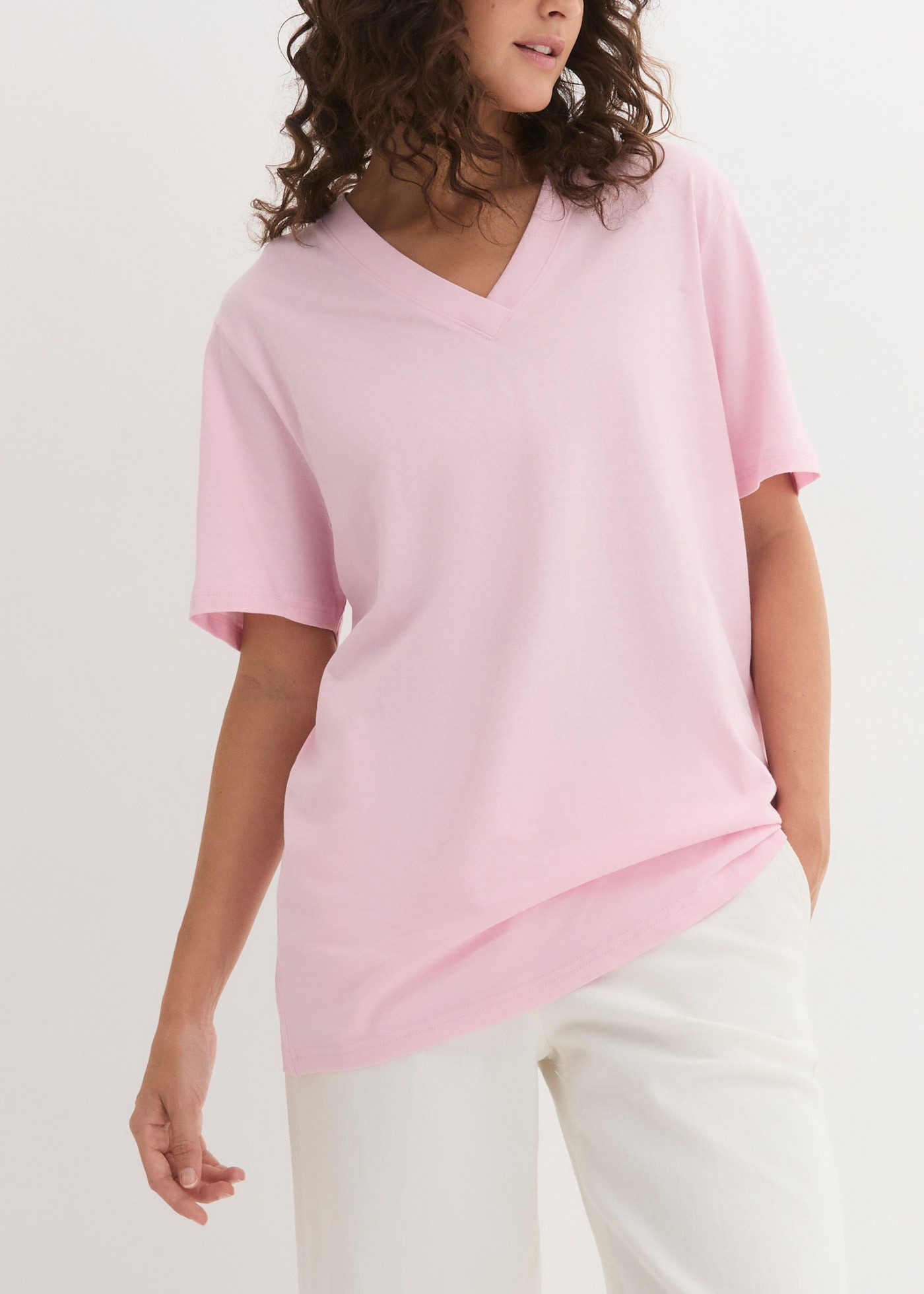 bonprix Longshirt (Packung, 5-tlg) lockere Passform, Kurzarm, mit V-Ausschn günstig online kaufen