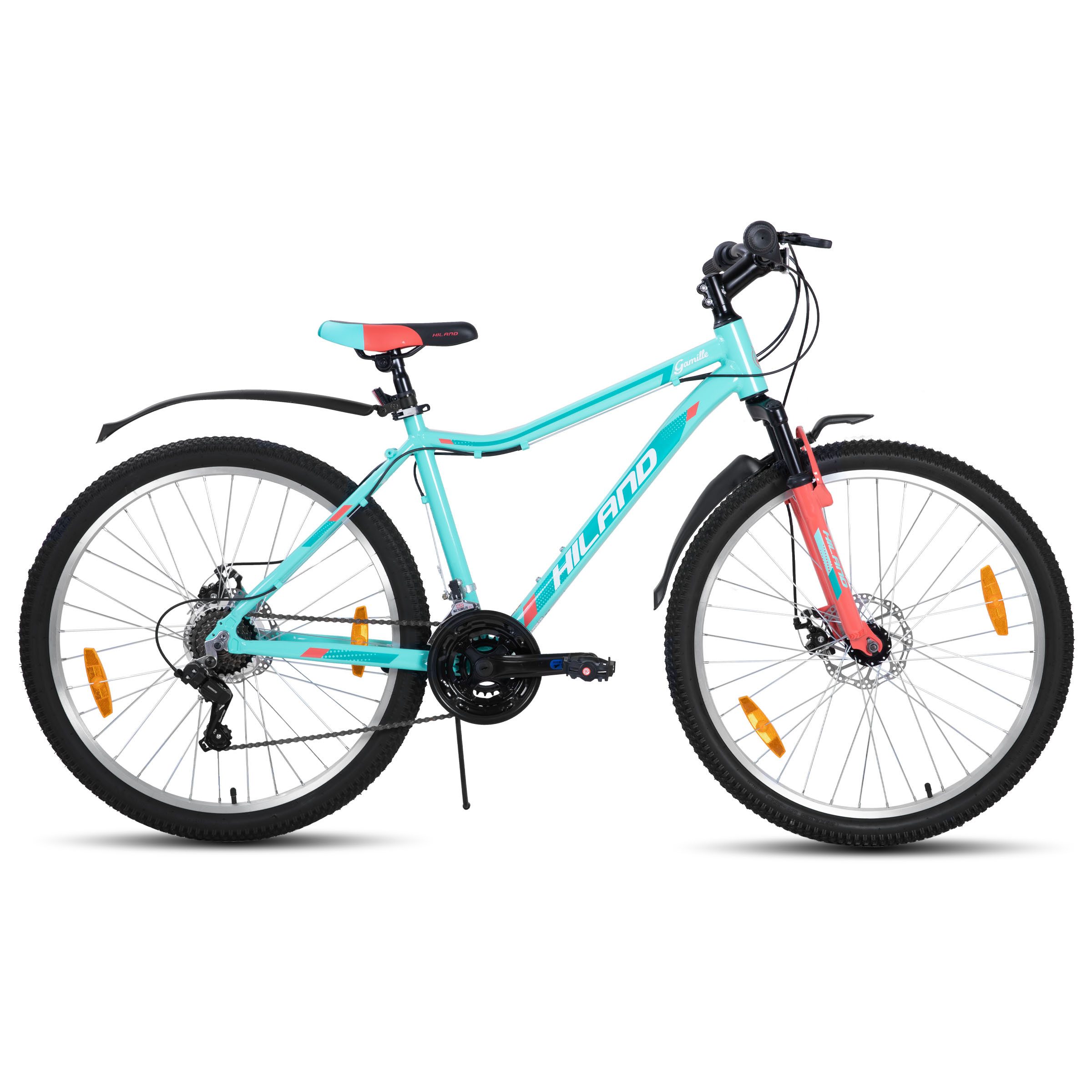 HILAND Mountainbike 26/27,5 Zoll Fahrrad für Erwachsene, MTB für Männer und Frauen, Mit Aluminium Rahmen, 18 Gang,Doppelscheibenbremse Federgabel
