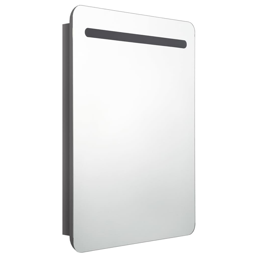 (1-St) Badezimmerspiegelschrank 60x11x80 Grau vidaXL Glänzendes LED-Bad-Spiegelschrank cm Hochglanz-Grau