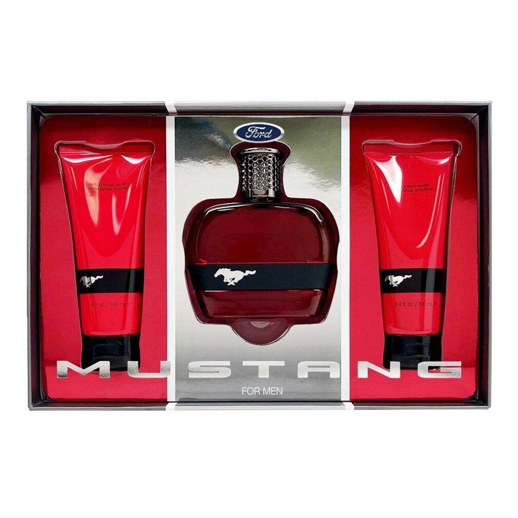 MUSTANG Eau de Toilette Red Gift Set 100ml EDT + 100ml Aftershave Balm + 100ml Body Wash