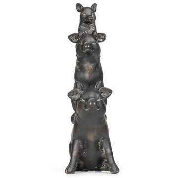 Moritz Dekofigur Deko-Figur Schweinefamilie sitzt aufeinander aus Polyresin schwarz, Dekofigur aus Polyresin Dekoelement Dekoration Figuren