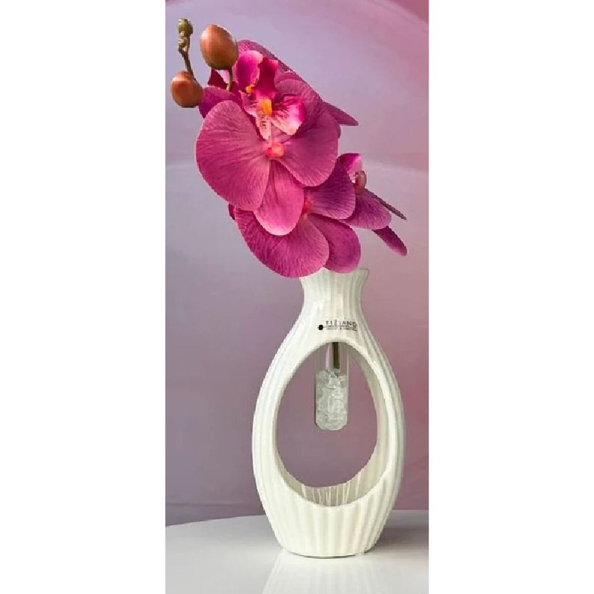 TIZIANO - DESIGN & EMOTIONS Tischvase Vase Prisma mit Glaseinsatz cremeweiß