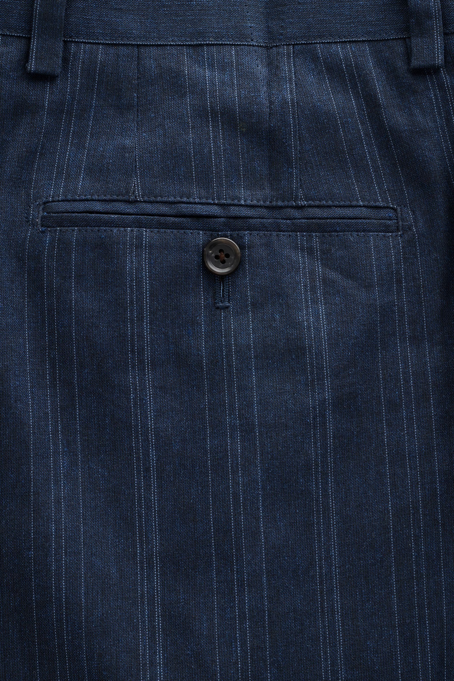 Next Anzughose Relaxed Fit Anzughose aus Leinenmix mit Streifen (1-tlg)
