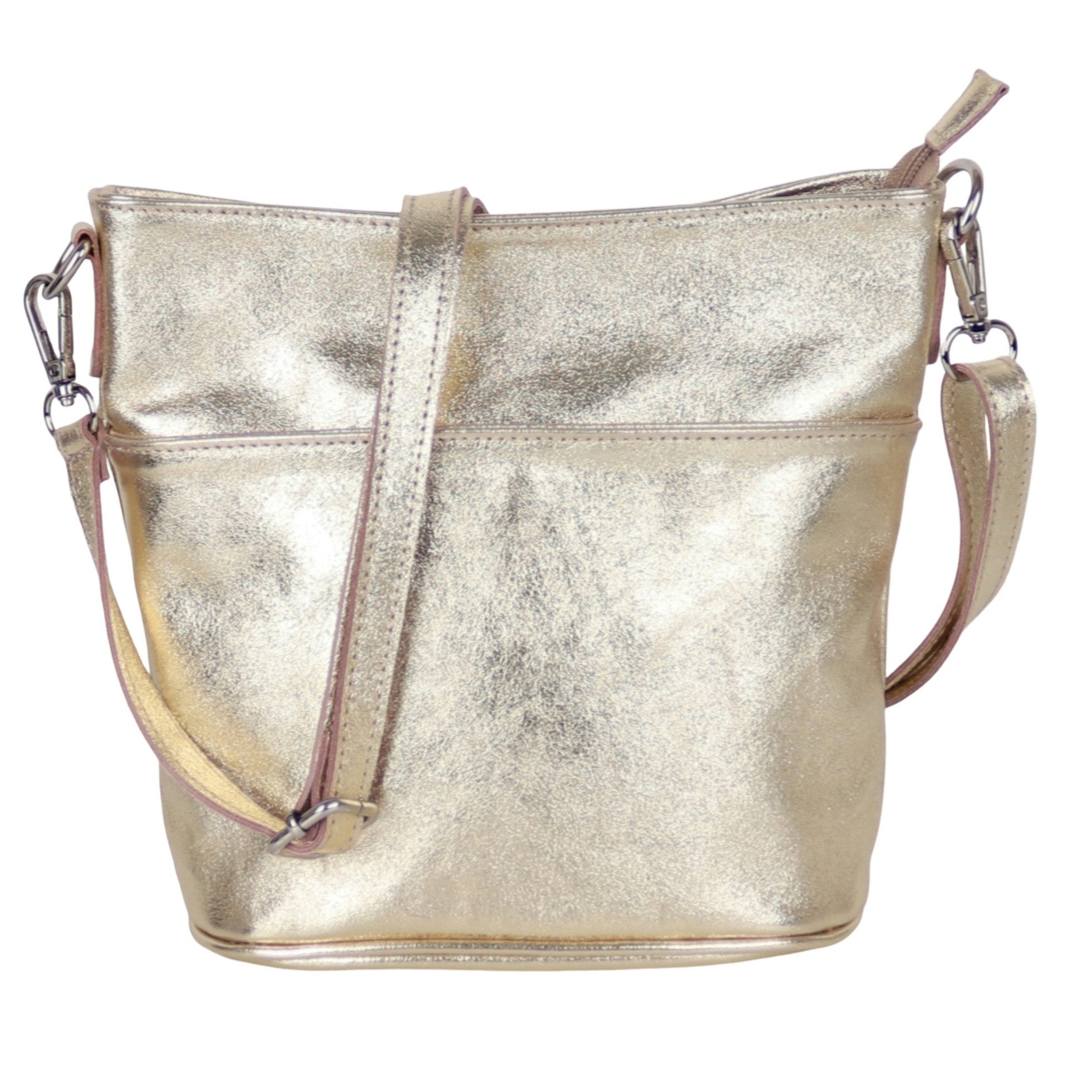 MIRROSI Umhängetasche Damen, Crossbody Bag, Echtleder Made in Italy (1 Tasche 2 Gurte oder Basic Version 1 Tasche 1 Gurt), 24x18x12cm (BXHXT)