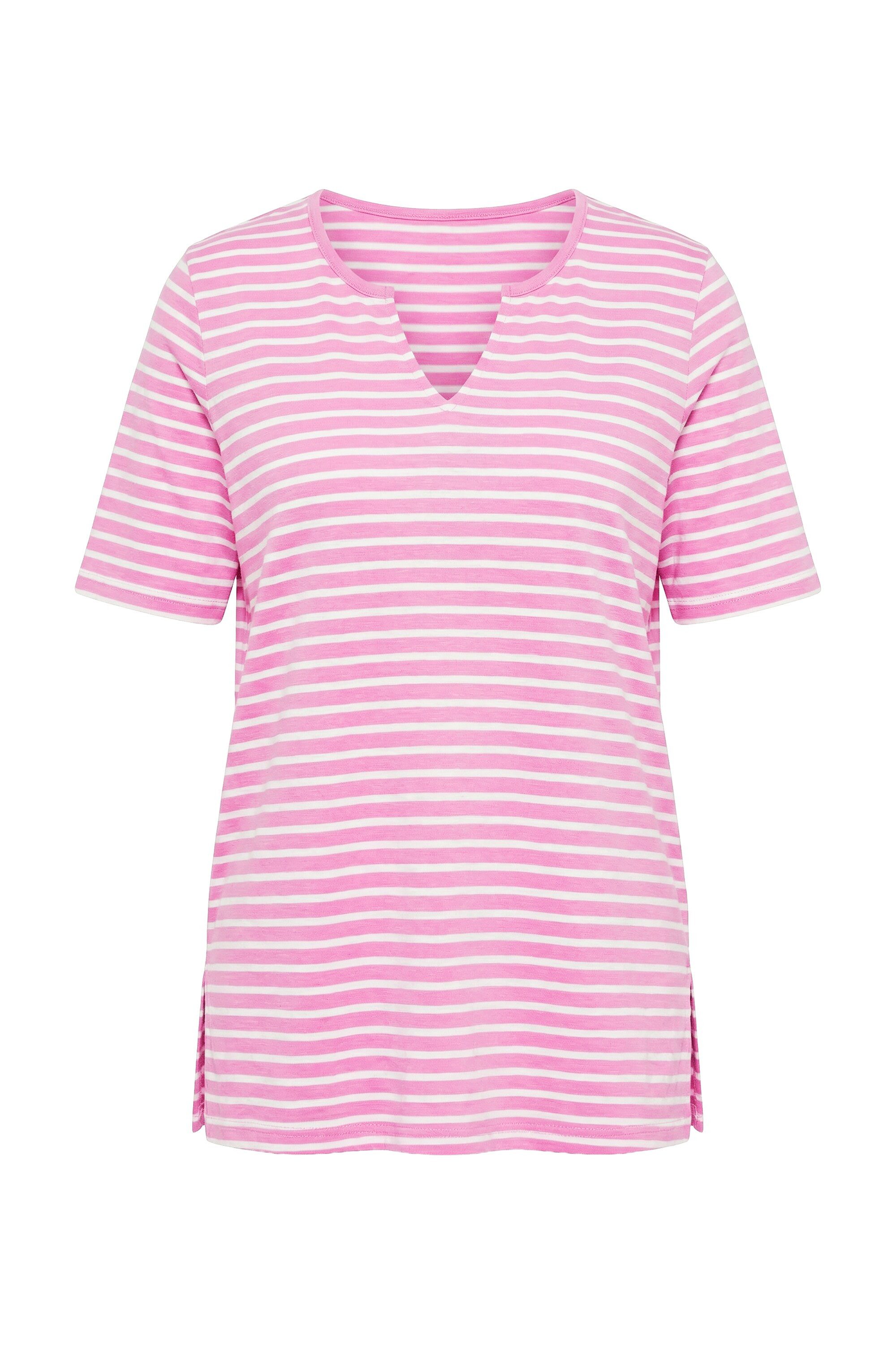 Ulla Popken Longshirt Longshirt Ringel A-Linie Rundhals Halbarm