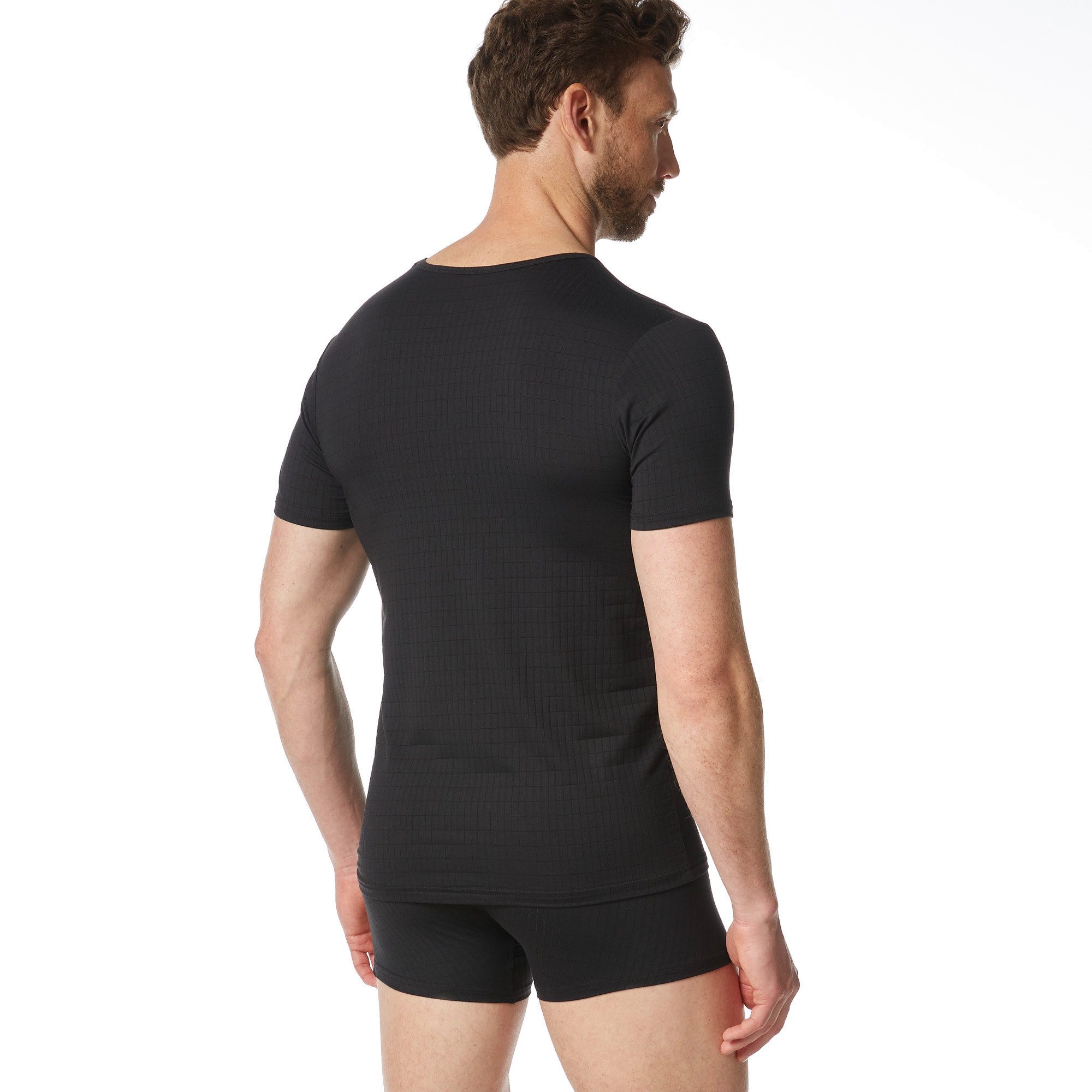 Bruno Banani V-Shirt CHECK LINE 2.0 Pique Optik, Kurzarm, V-Neck, Cotton-Mix – Bild 3 von 5
