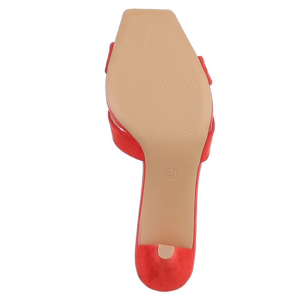 Ital-Design Damen Mules Pumps mit Stilettoabsatz und Riemen Pantolette (91895824) Pfennig-/Stilettoabsatz Sandalen & Sandaletten in Rot