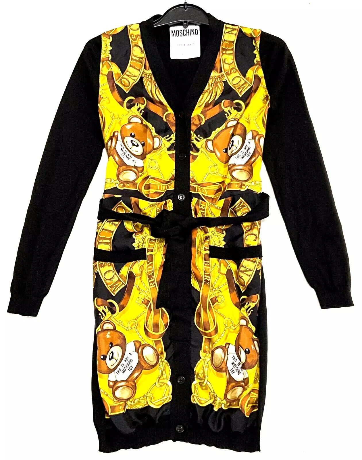 Moschino Midikleid MOSCHINO COUTURE ! WOMAN TEDDY PRINT LONGSLEEVE SILK DRESS. mit allover Druck