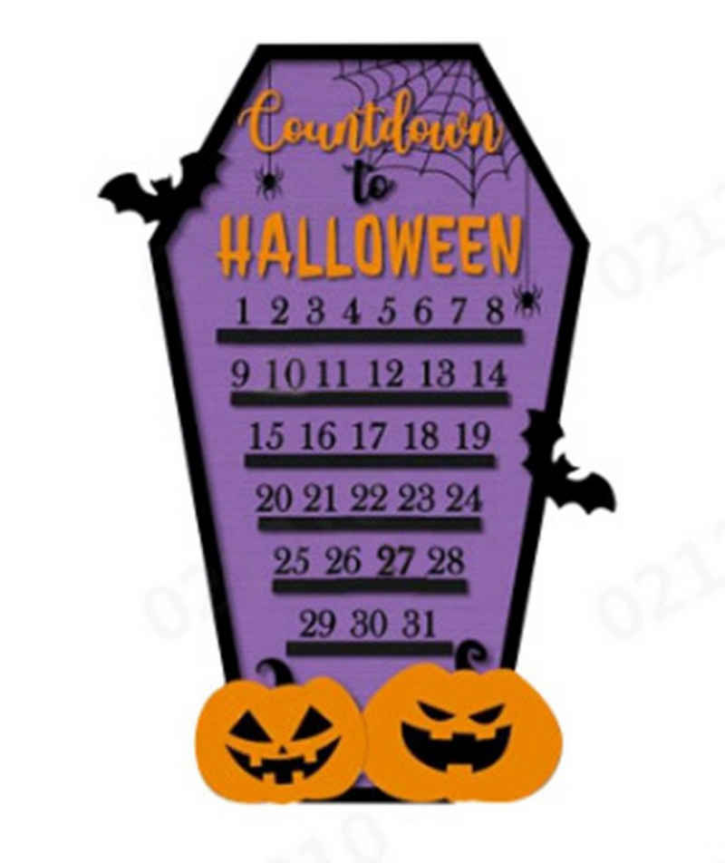 XDeer Adventskalender Holz Halloween Adventskalender 2023 Halloween Deko,Halloween Countdown, Kalender für die kommenden 31 Tage Halloween Party Heimdekor