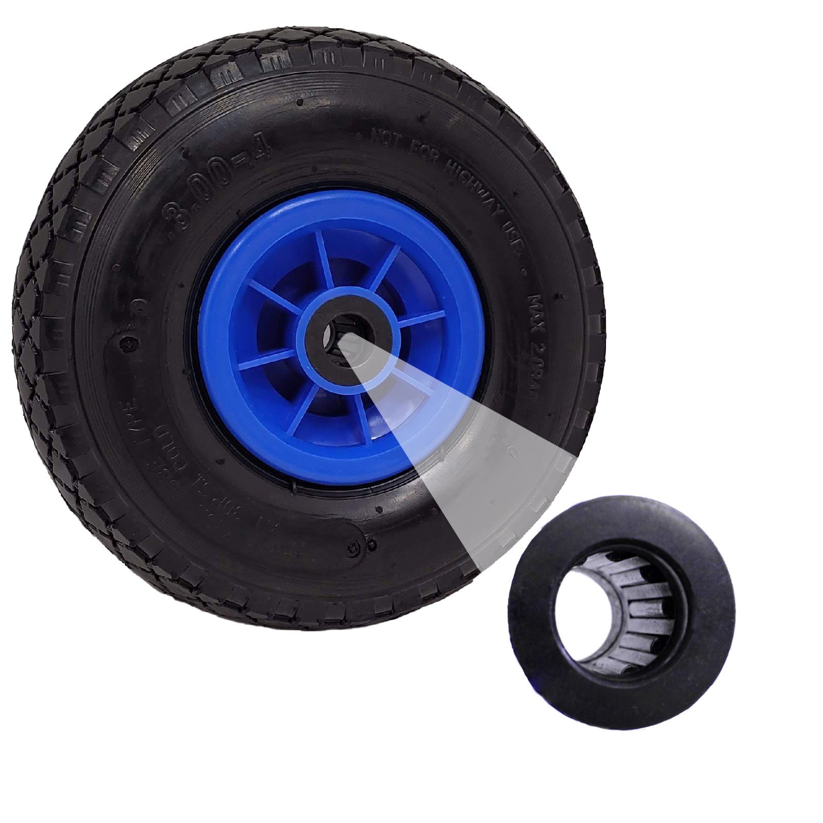 TRUTZHOLM Sackkarren-Rad Luftrad 260x85 mm zentrierte Nabe Ø 20 mm blau robustes 4 PR Gewebe