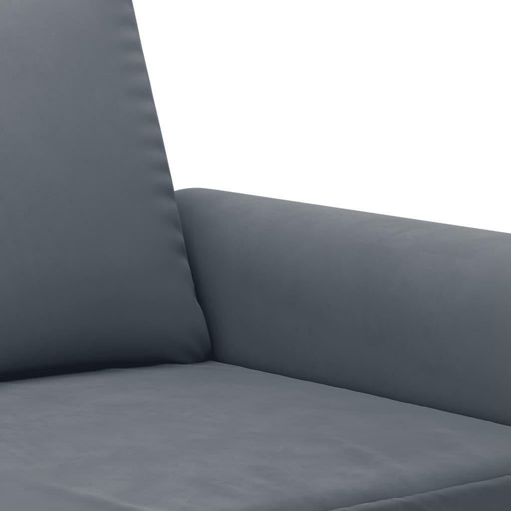 vidaXL Sofa 2-tlg. Sofagarnitur mit Kissen Dunkelgrau Samt