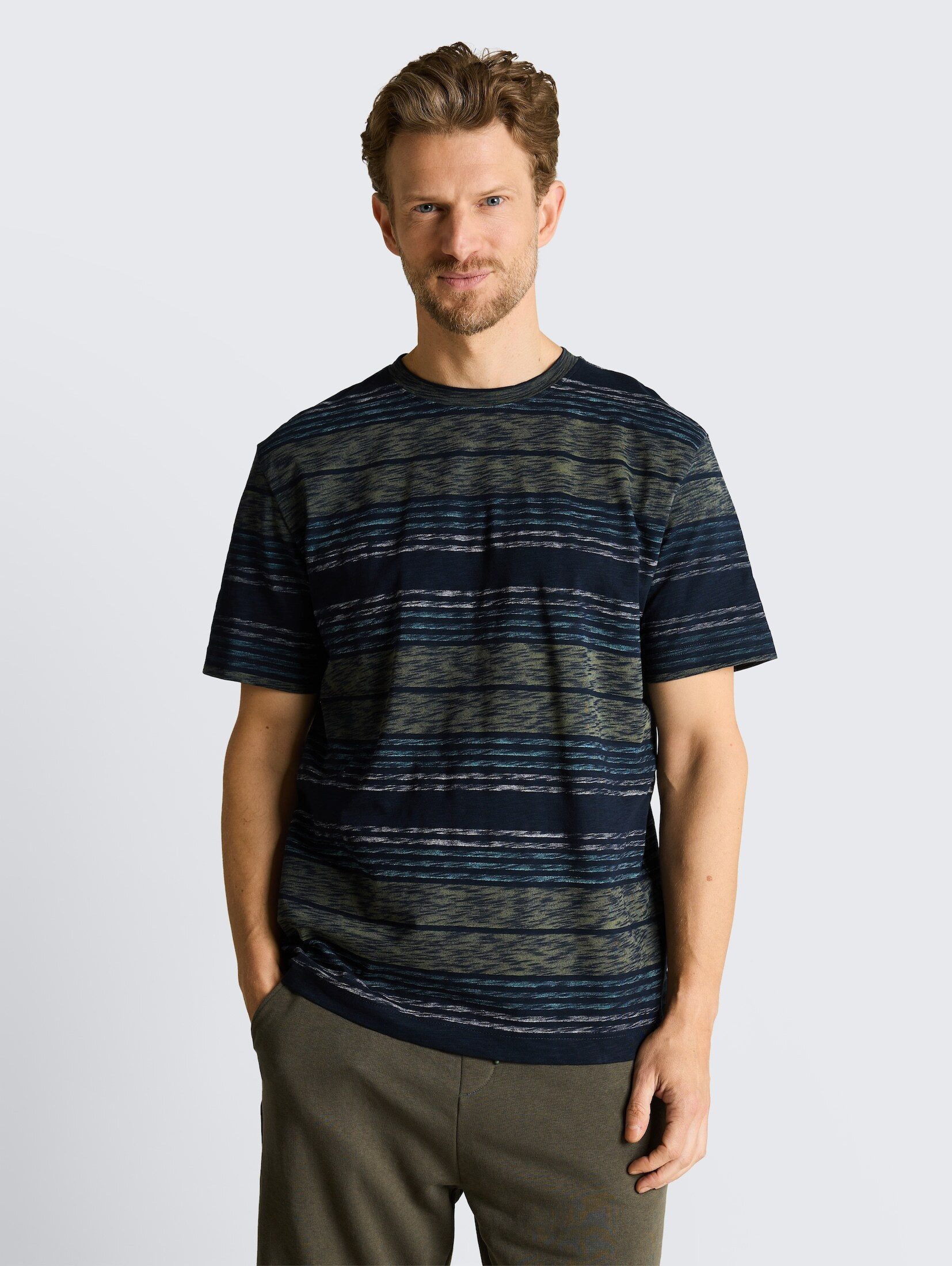 TOM TAILOR T-Shirt T-Shirt T-Shirt mit Inside-Out Streifenmuster