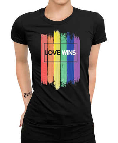 Quattro Formatee Kurzarmshirt Love Wins - Stolz Regenbogen LGBT Gay Pride Damen T-Shirt (1-tlg)