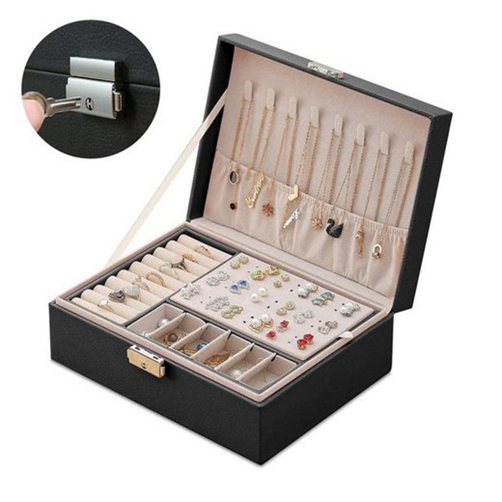 FOUORTUNATE-BEE Schmuckkasten 2-schichtiger Schmuckkasten mit Schloss, günstig online kaufen