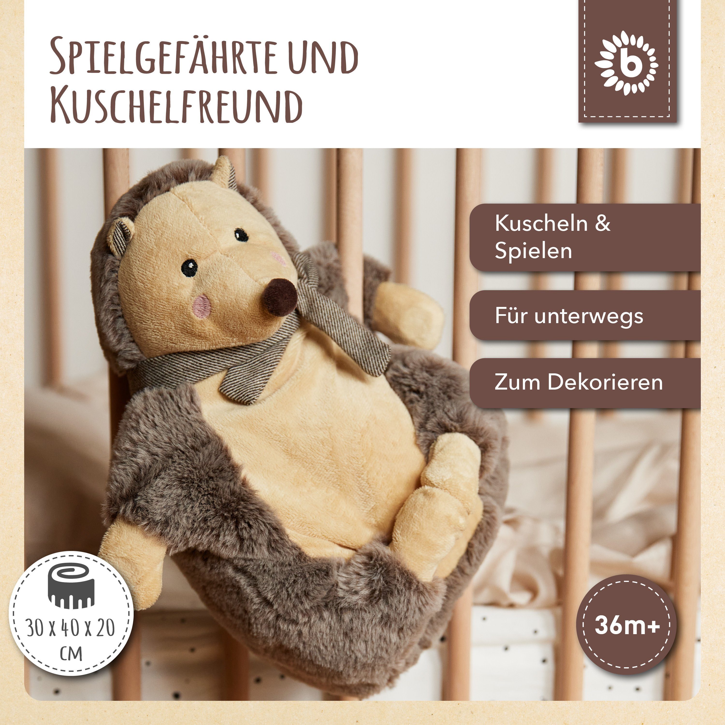 BIECO Plüschfigur Bieco Plüsch Kuscheltier Igel Baby mit Magneten ca. 30 cm Spielzeug
