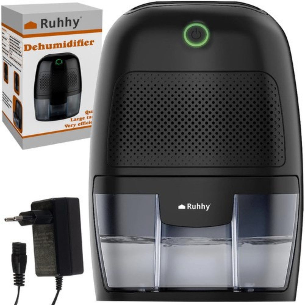 Ruhhy Luftentfeuchter Feuchtigkeitsabsorber Luftentfeuchter, für 30 m³ Räume, Entfeuchtung 0,3 l/Tag, Tank 0,6 l, Leiser Betrieb
