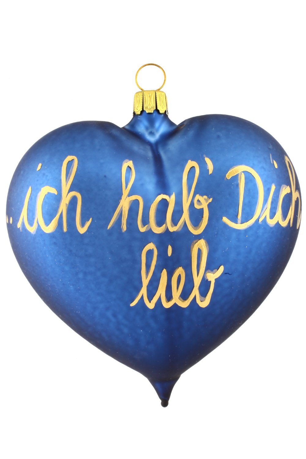 Hamburger Weihnachtskontor Christbaumschmuck "ich hab` Dich lieb" Herz blau, Dekohänger - mundgeblasen - handdekoriert