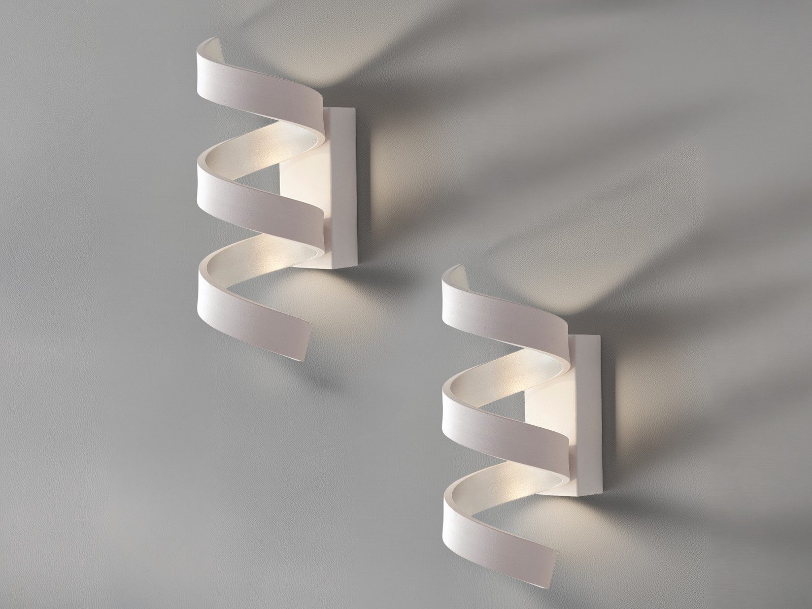 Luce Ambiente Design LED Wandleuchte 2er Set Spiral-Lampe in Weiß / Silber, LED fest integriert, Warmweiß, ausgefallene Wandlampe innen, indirekt-e Wand-beleuchtung