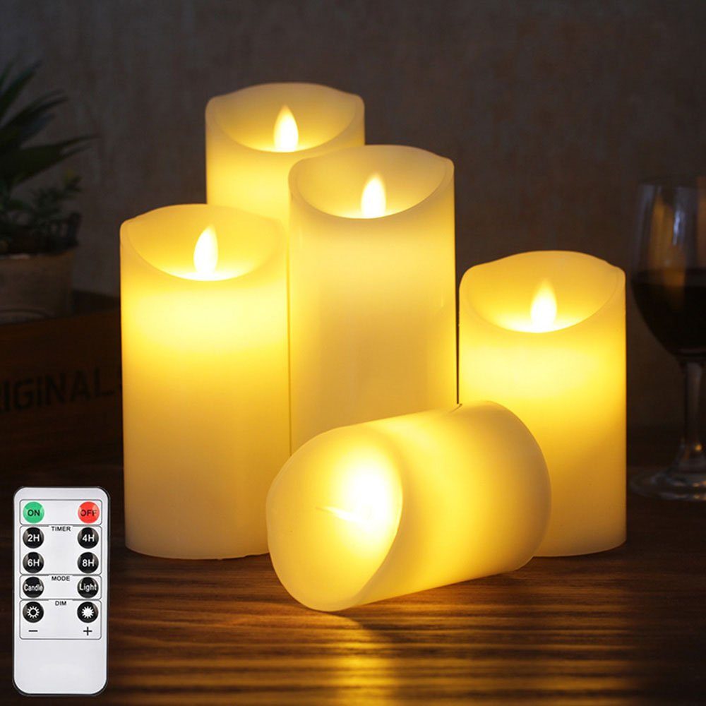 MUPOO LED-Kerze LED Kerzen Fairy Lights(2/5 er Set), Timer, 3D Flamme,Fernb günstig online kaufen