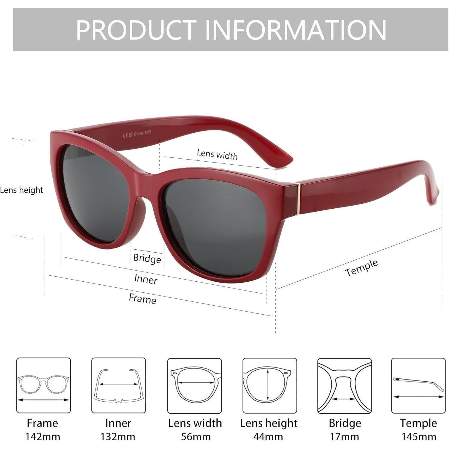 LuxusKollektion Retrosonnenbrille Sonnenbrille Damen Cat Eye Polarisiert UV Schutz Rot Rahmen Grau Linse