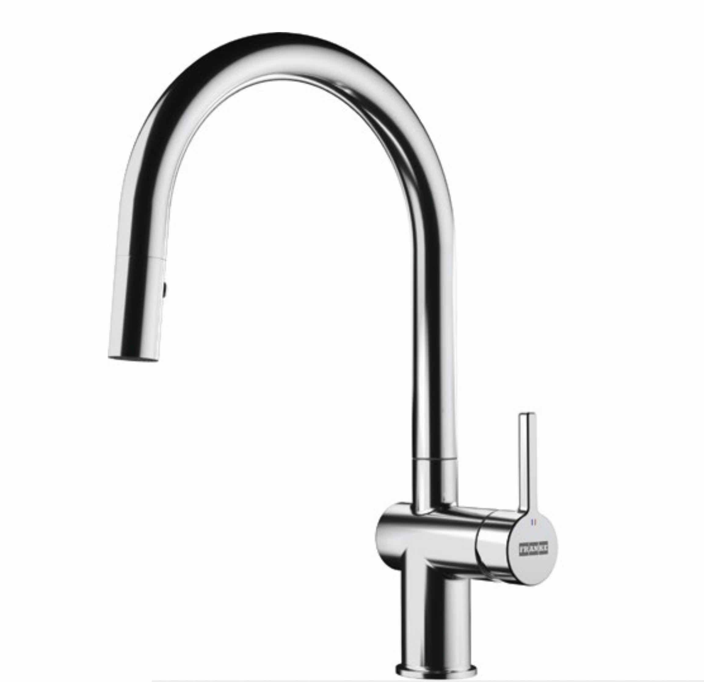 Küchenarmatur FRANKE Armatur ACTIVE J Chrom, Auszugsbrause, Hochdruck Schwenkauslauf