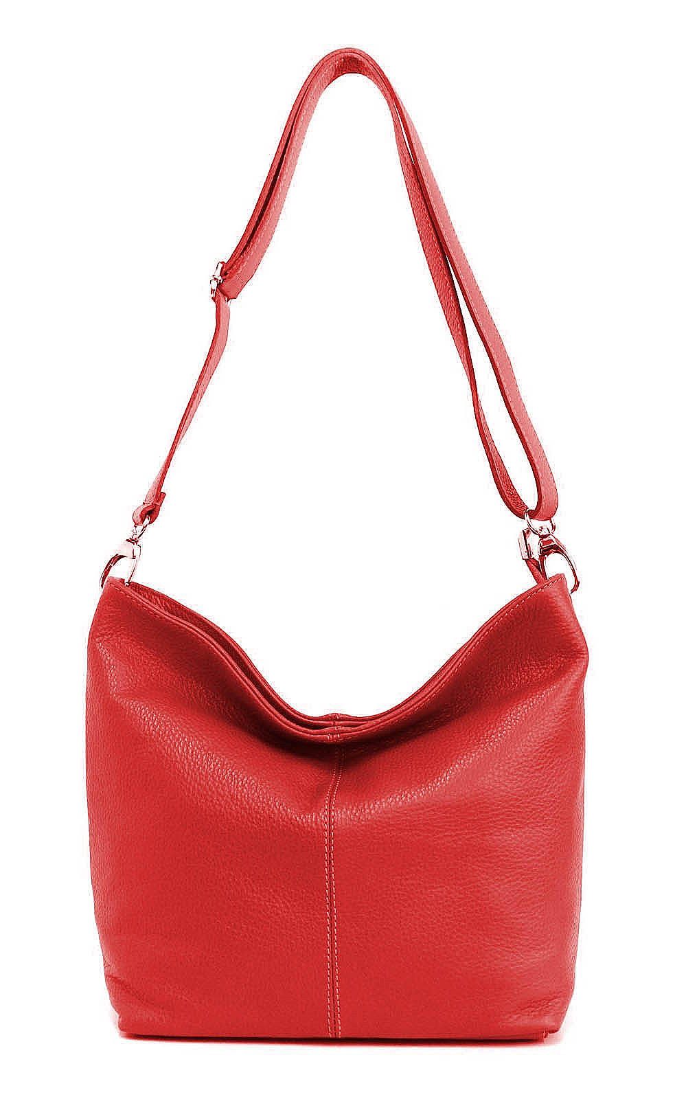 Shopper MADE IN ITALY Damen Leder Tasche Shopper Umhängetasche Cross Over Body