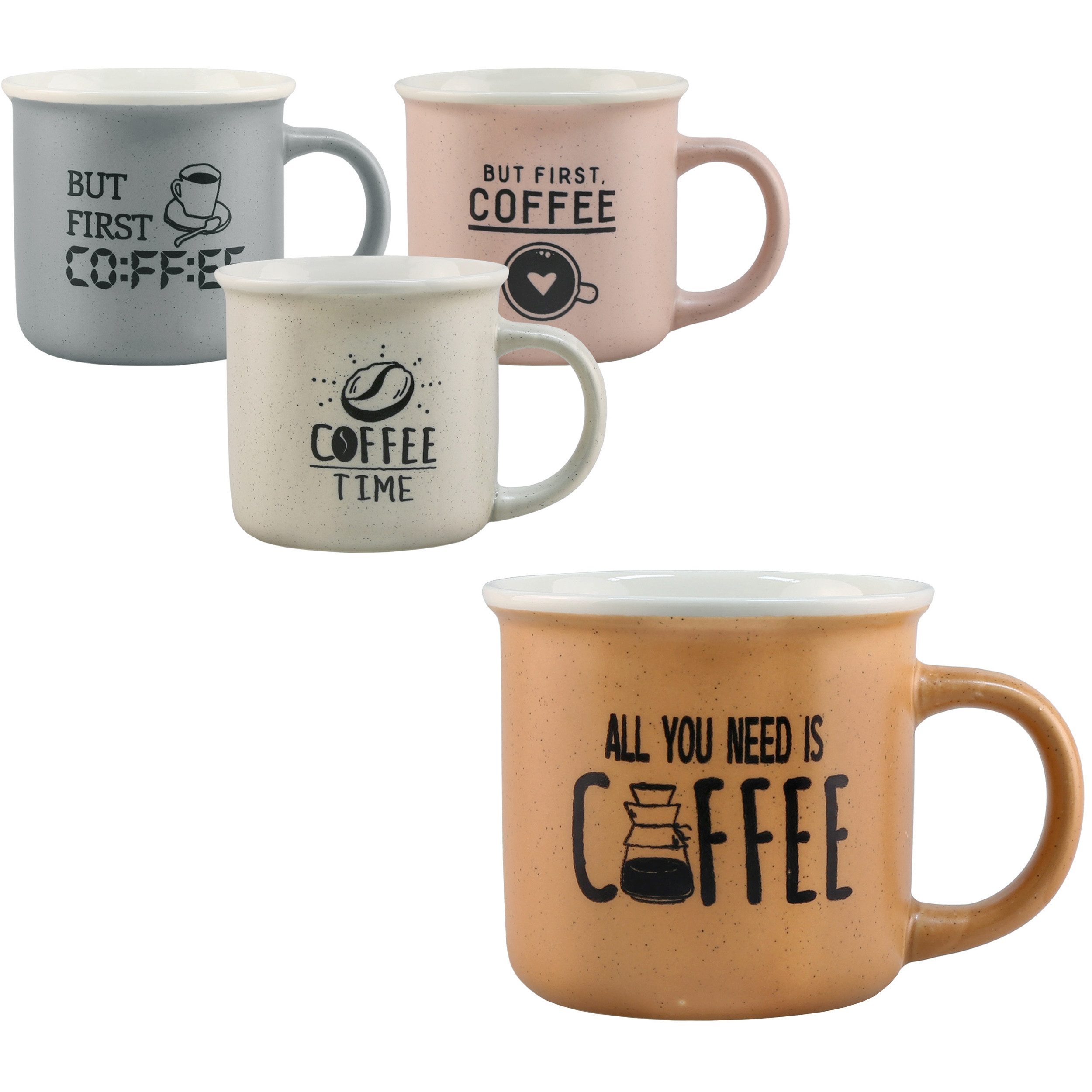 Tasse 4-tlg. Set große Kaffeetassen mit Henkel - Kaffeebecher Keramiktassen