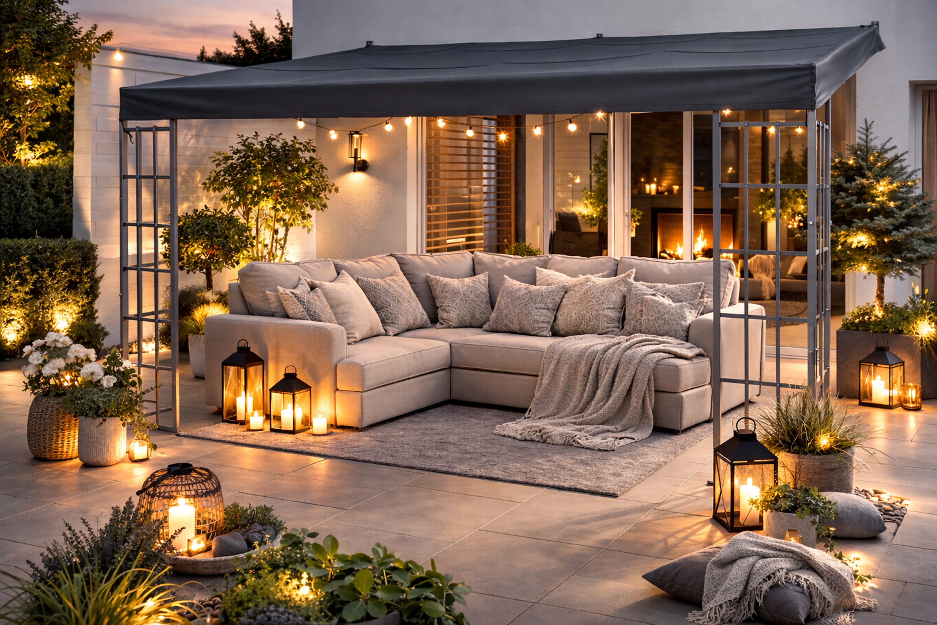 Quick Star Anbaupavillon Ersatzdach Anbaupergola Alu Optik 3x4m Anthrazit, Mit Ablaufösen gegen Wassersackbildung