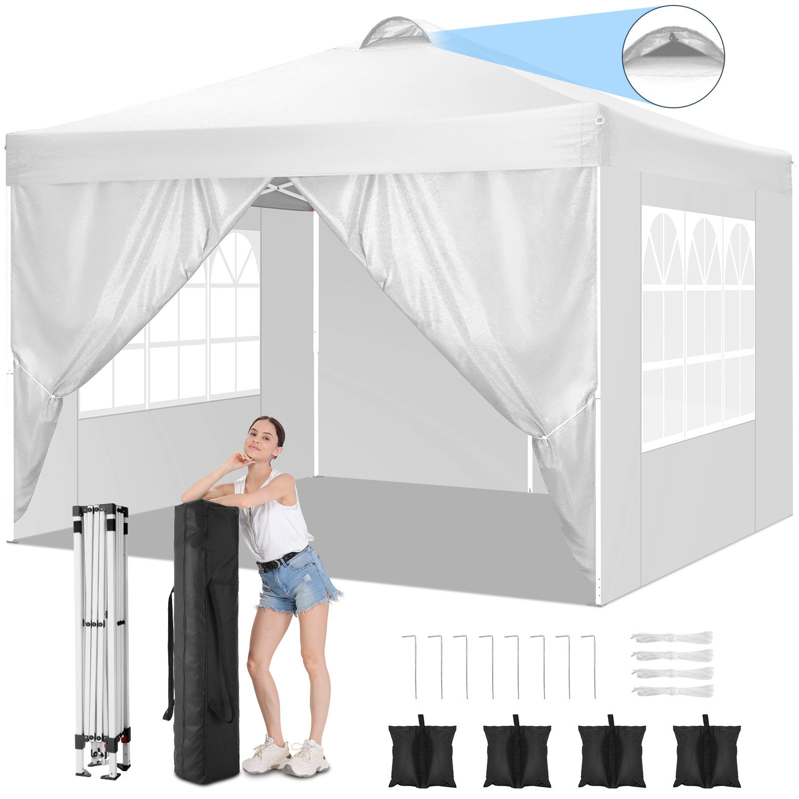 LUCKZON Pavillon 3x3 Pavillon Wasserdicht Pop günstig online kaufen