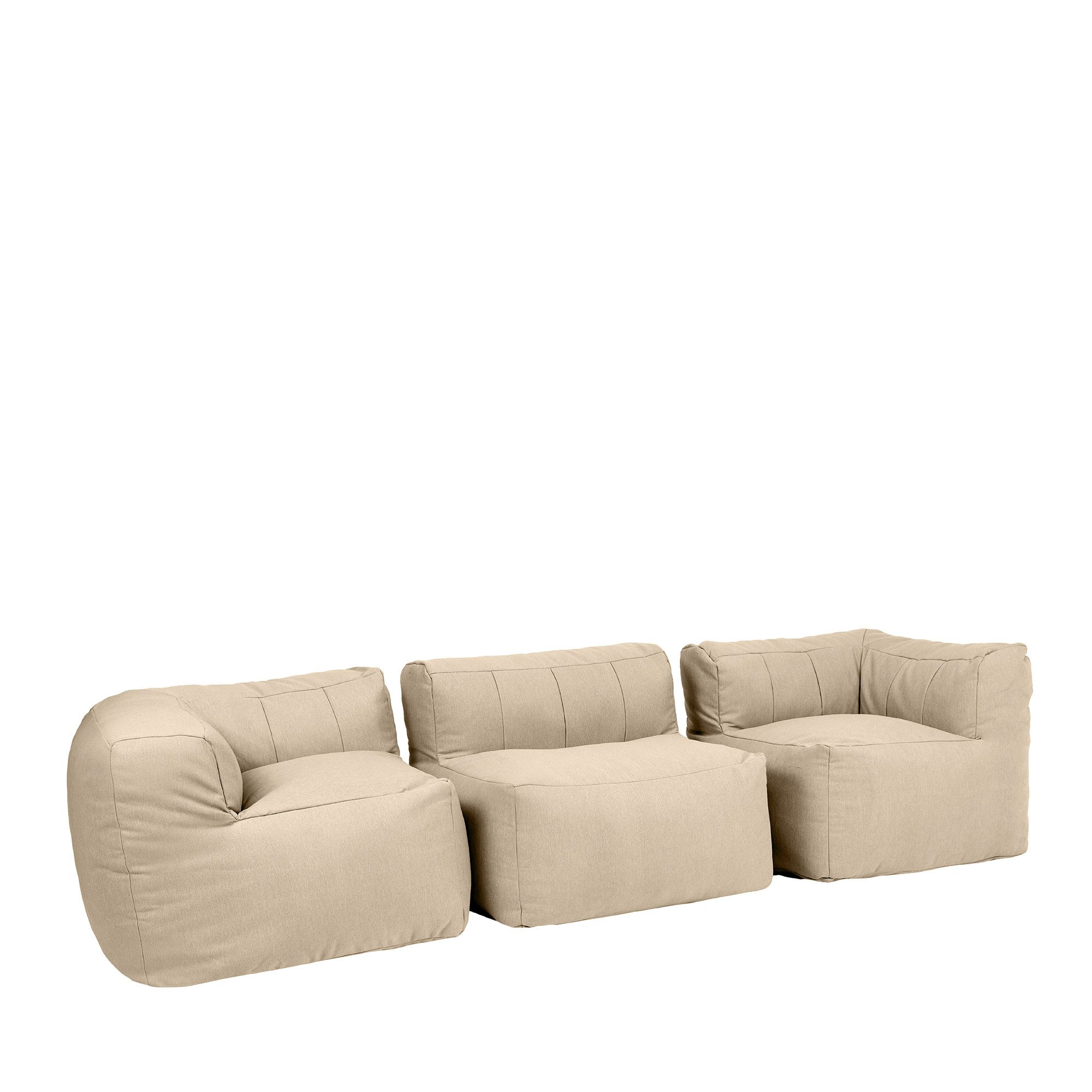 icon Gartenlounge-Set Modulares Outdoorsofa 3 Stück aus Olefin „Zen“, (Spar-Set, 2 x Ecksofa, 1 x Sessel), Schaumstoff Füllung, für Wohnzimmer, für den Außenbereich, wetterfest